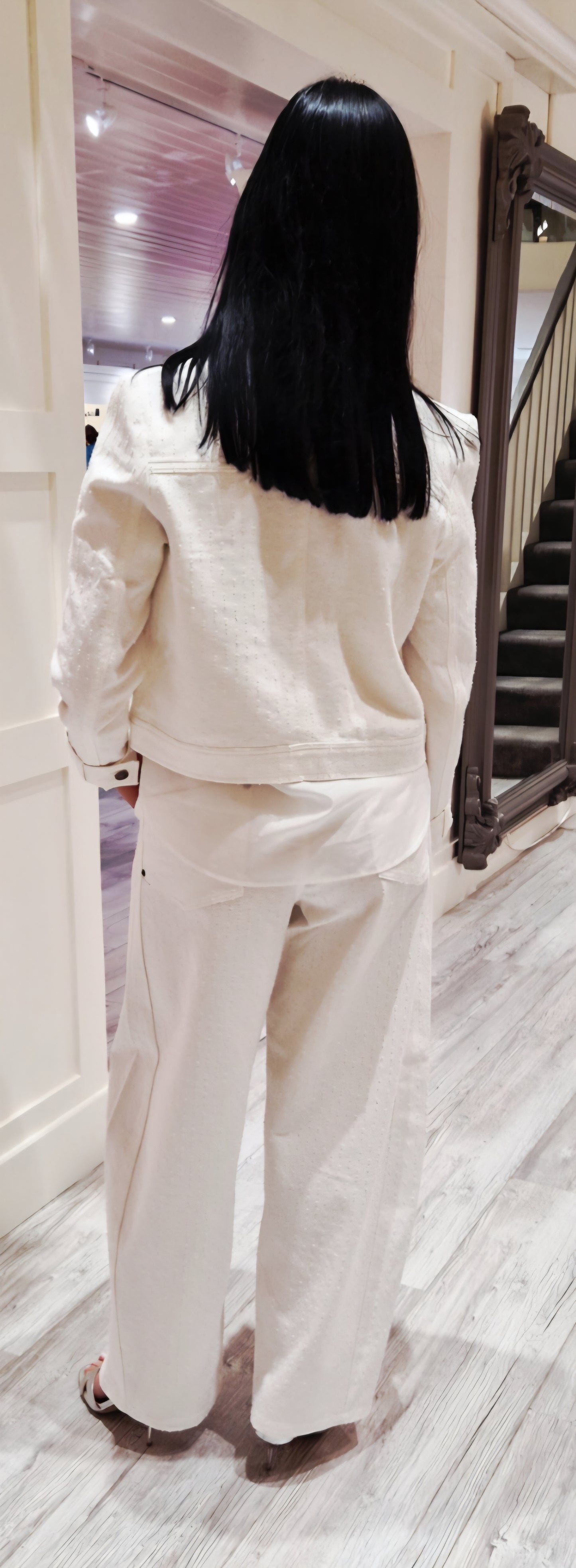 Cream Structure Trousers
