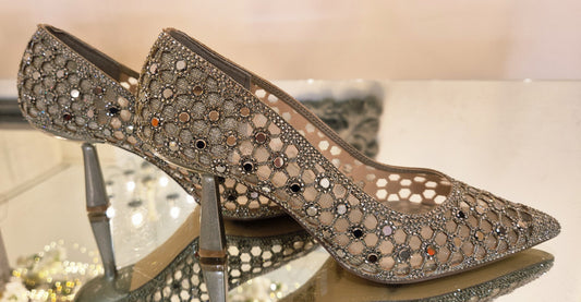 Silver Dimond Kitten Hill Shoes