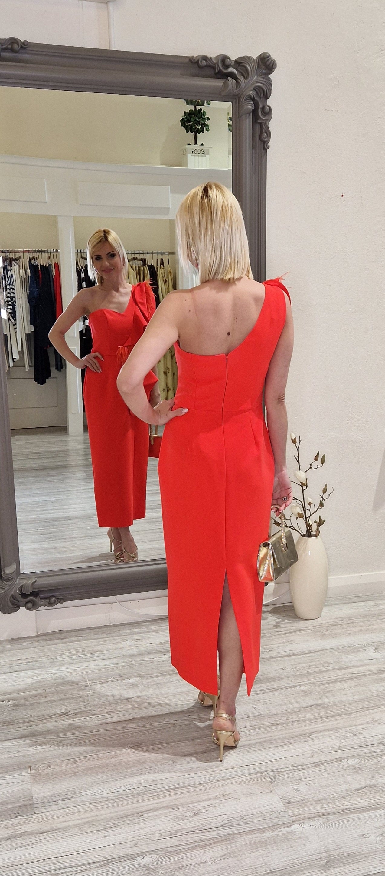 Coral One Shoulder Dress