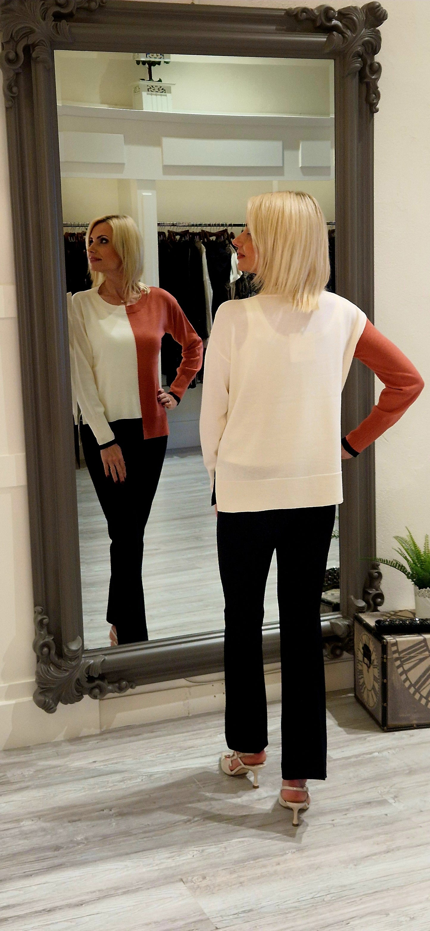 Two-tone Block Sweater With Contrast
