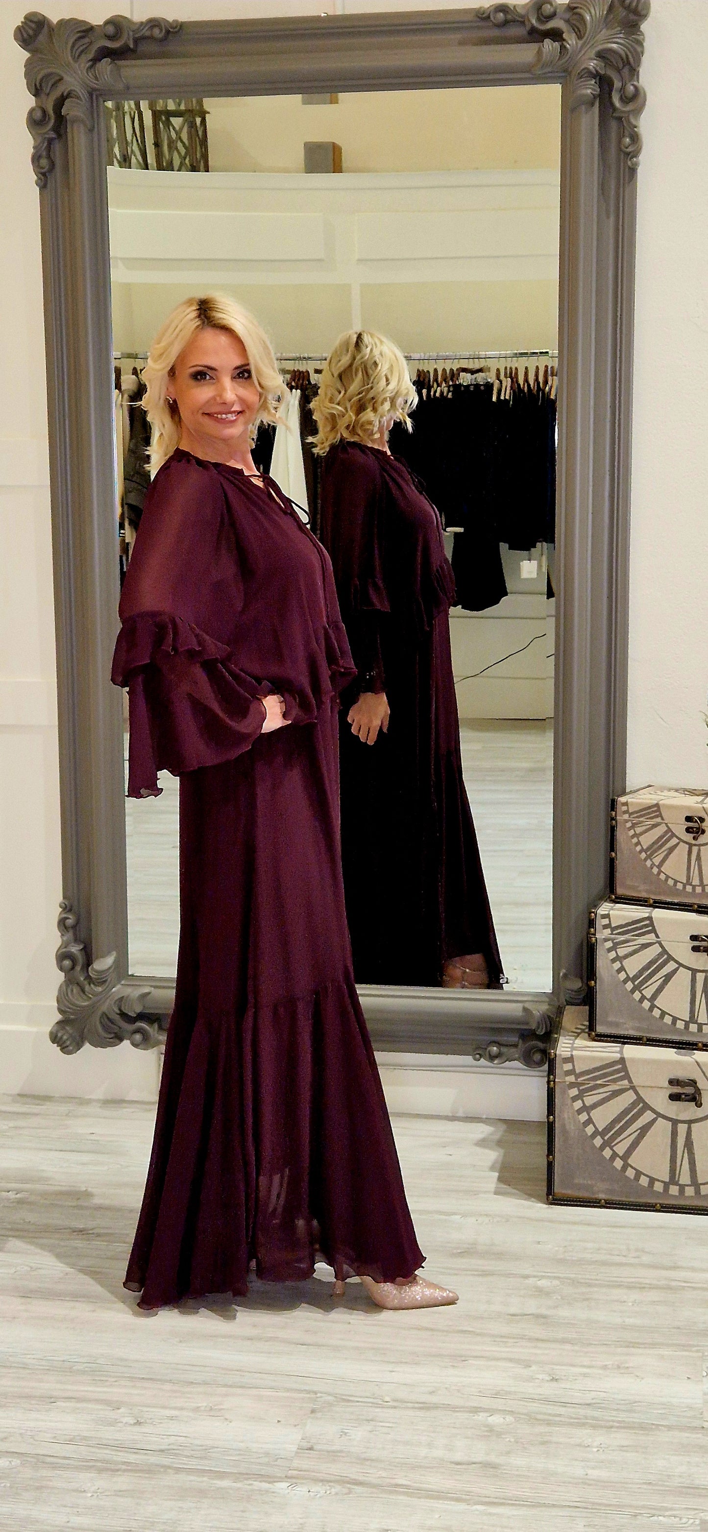 Magnificent Boho Burgundy Maxi Dress