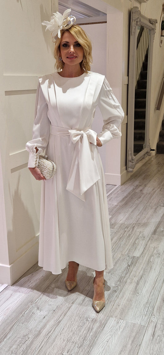 Ecru Pleat Dress