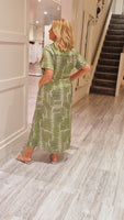 Green Palm Print Dress