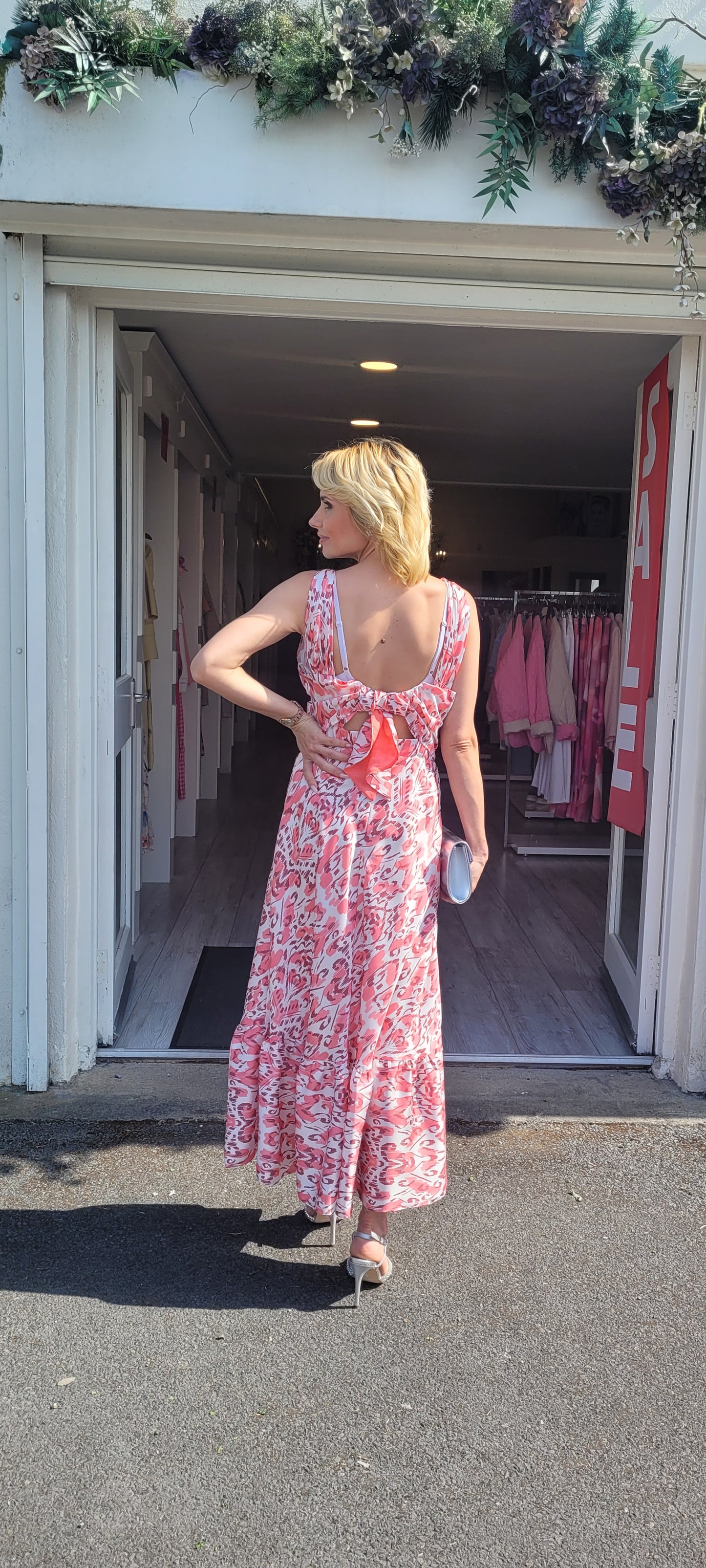 Pink And Cream Midi Dress
