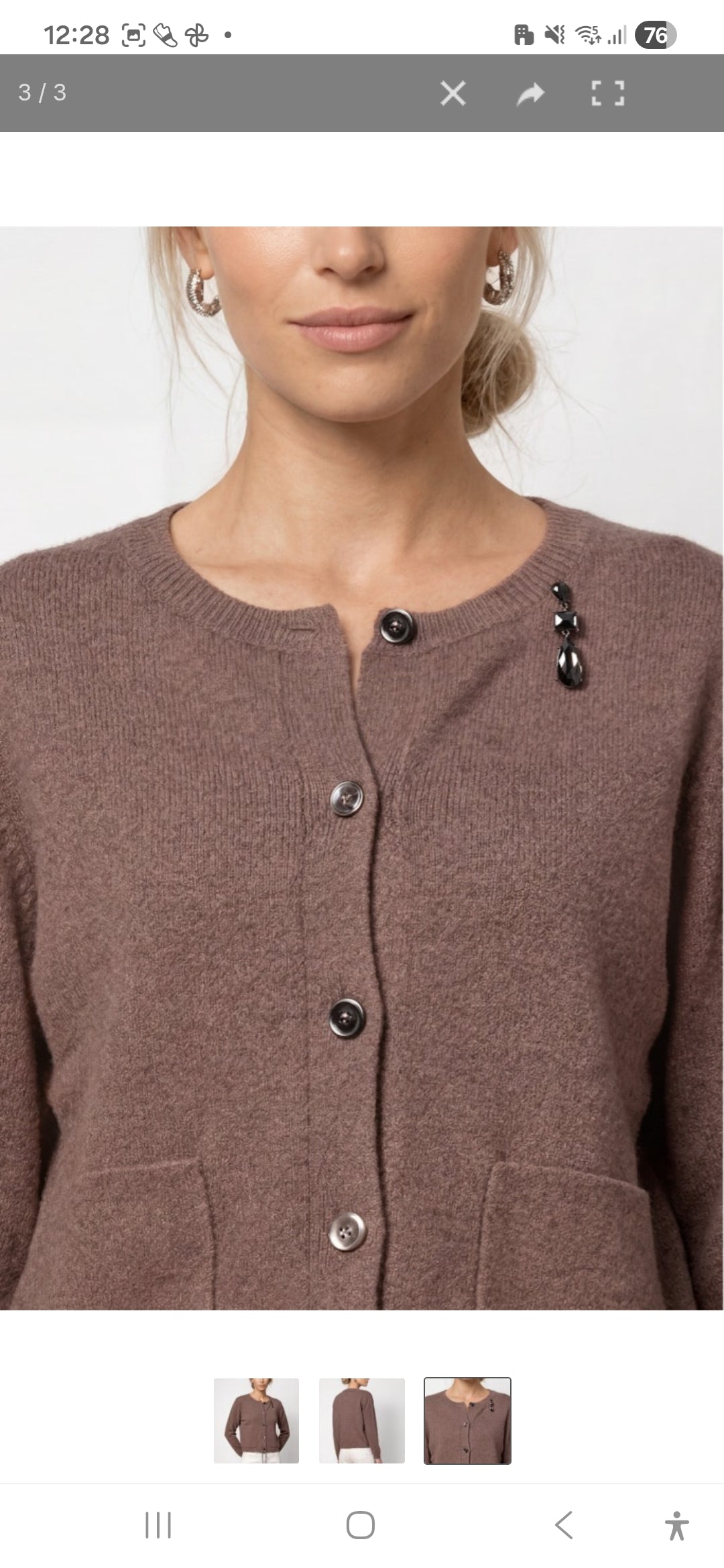Wool Taupe Crystal Knit Cardigan