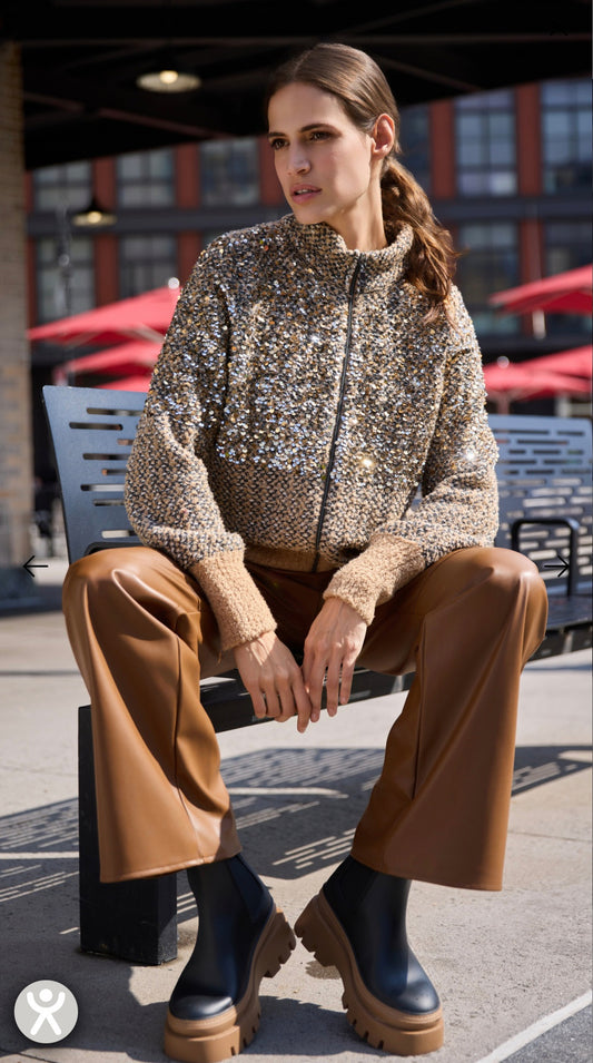 Sequin Cognac Cardigan