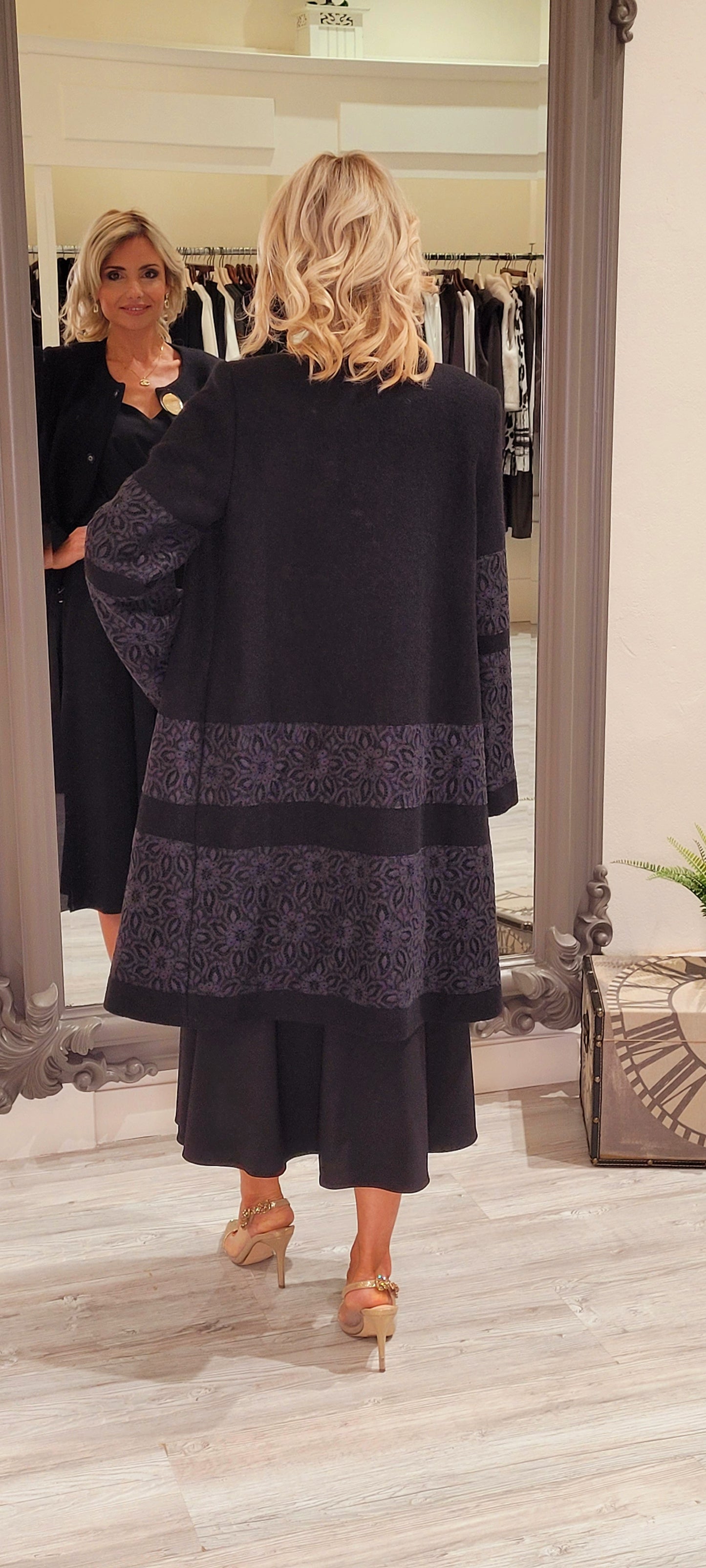 Black Coat With Lace Detail