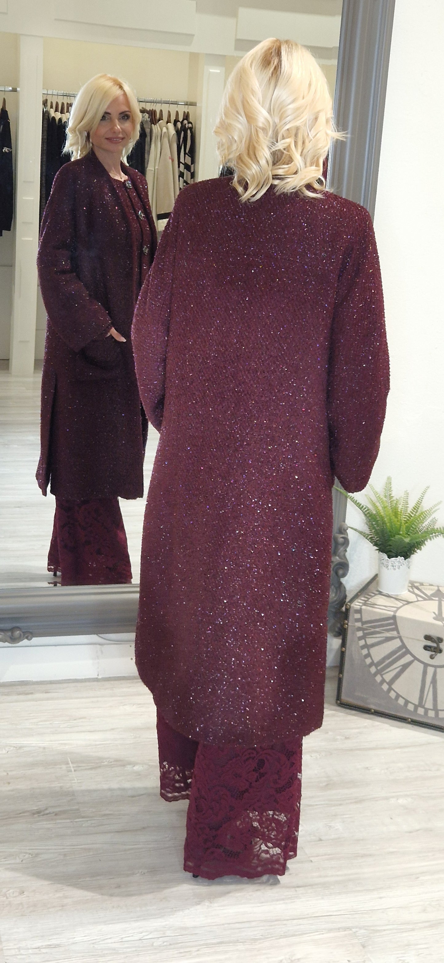 Burgundy Lace Trousers