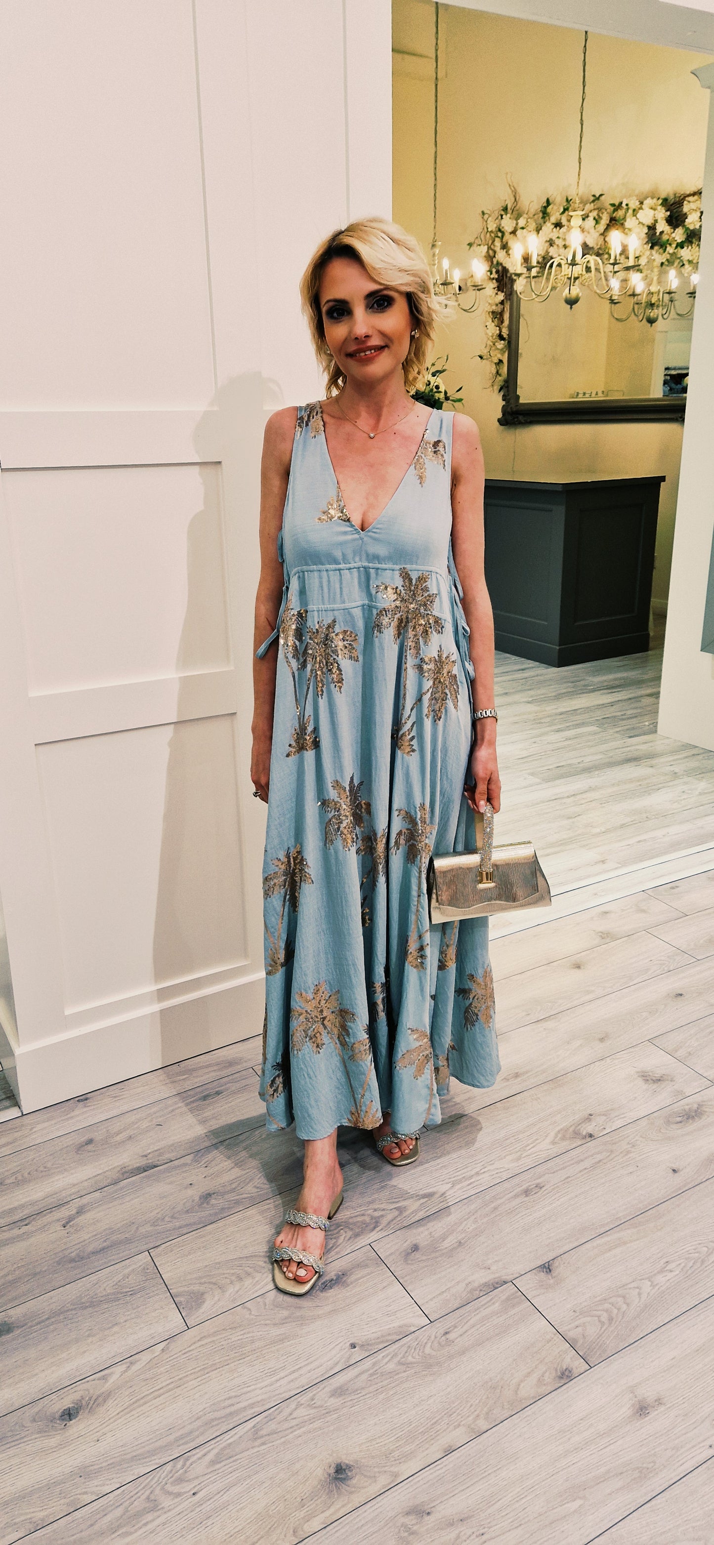 Turquoise Palm Dress