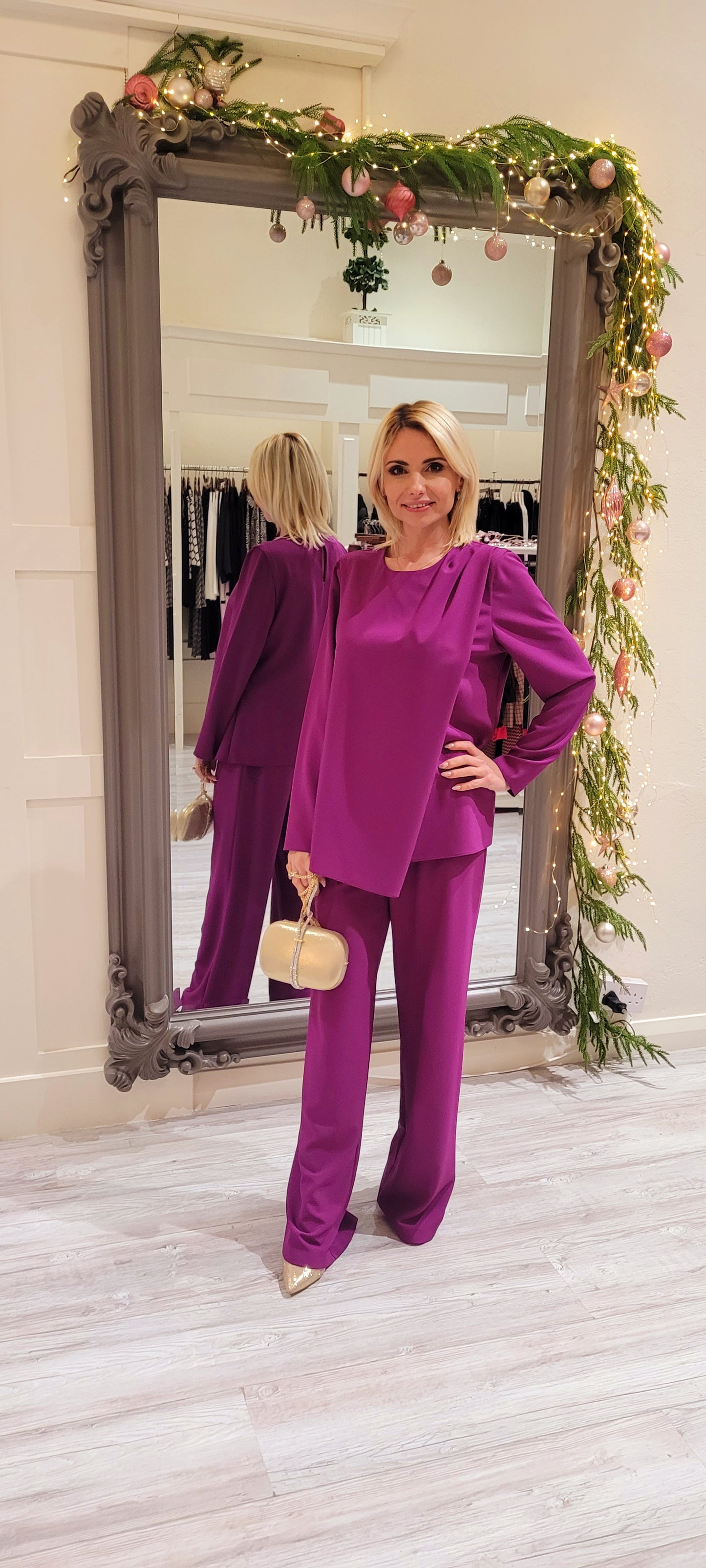 Plum Two Piece Trousers Suit