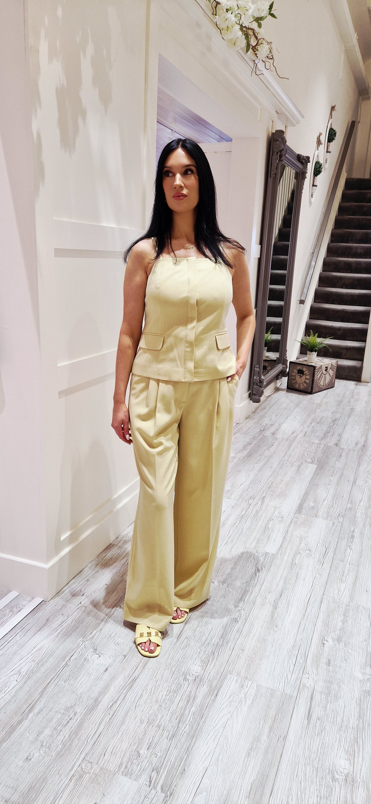 NilanCC Pleat Pant  Pale Yellow
