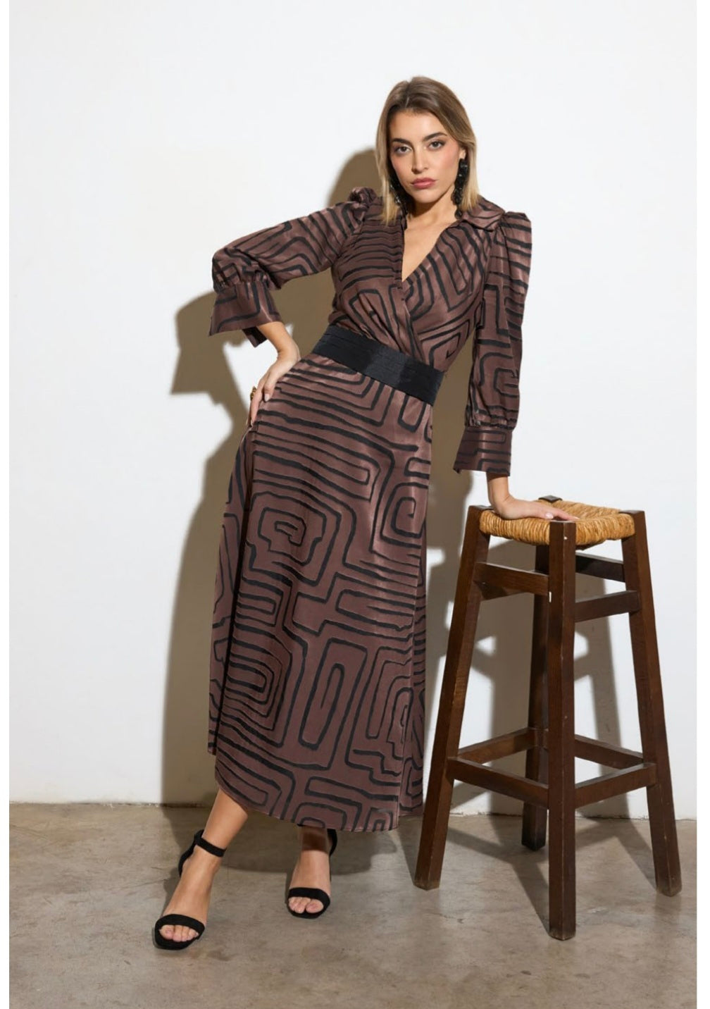 Meraki Chocolate And Black Dress