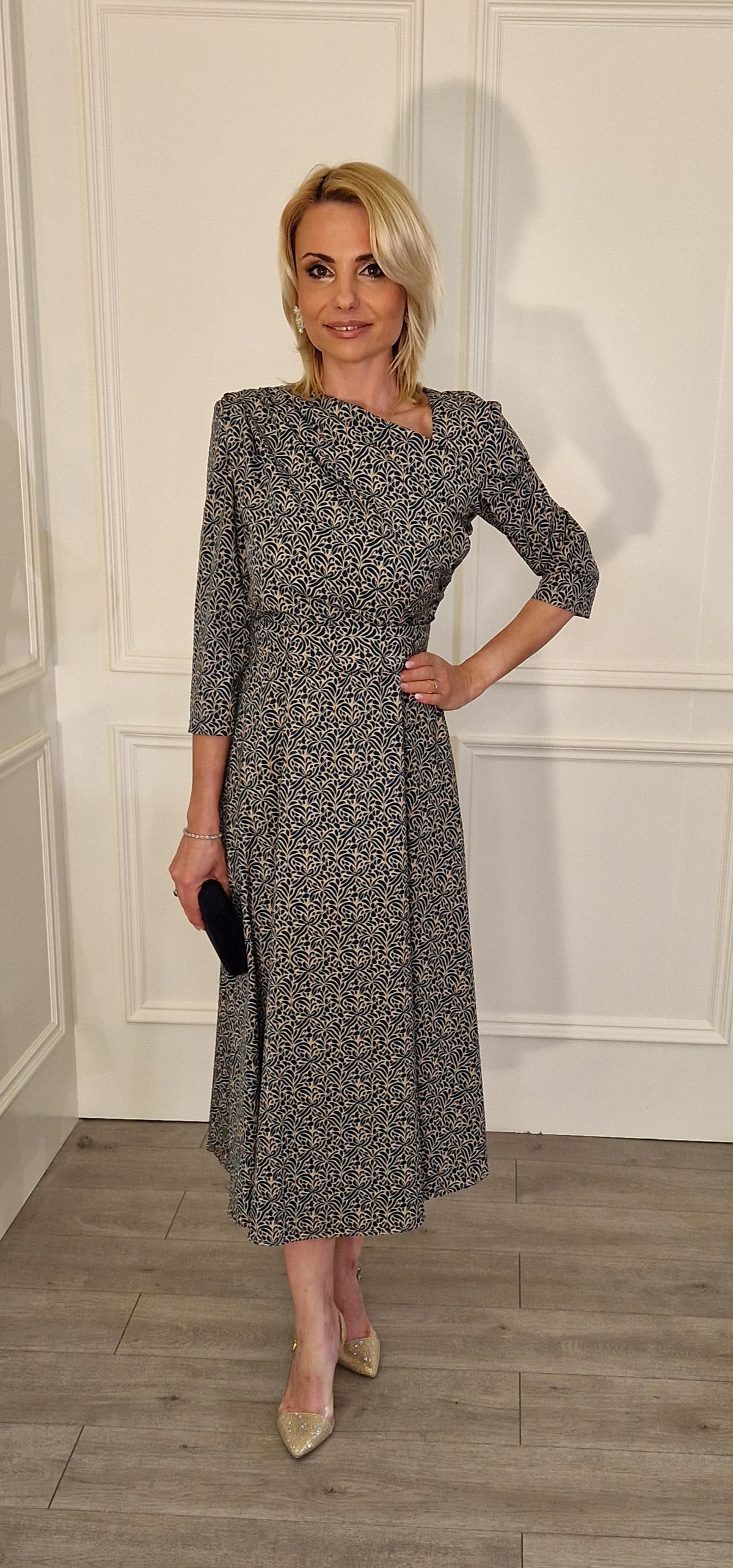 Oton Navy And Camel Dress
