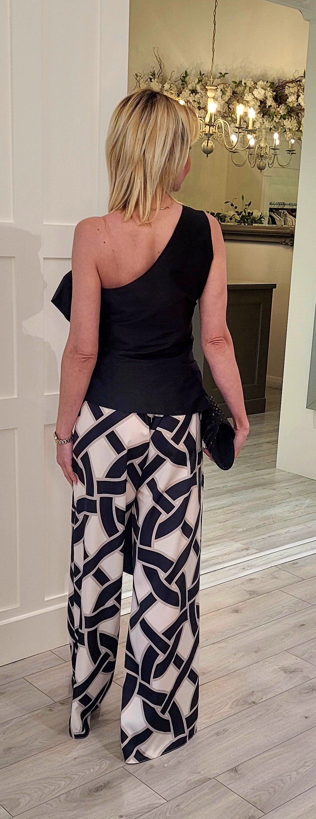 Black And Cream 2 Piece Trousers Suit