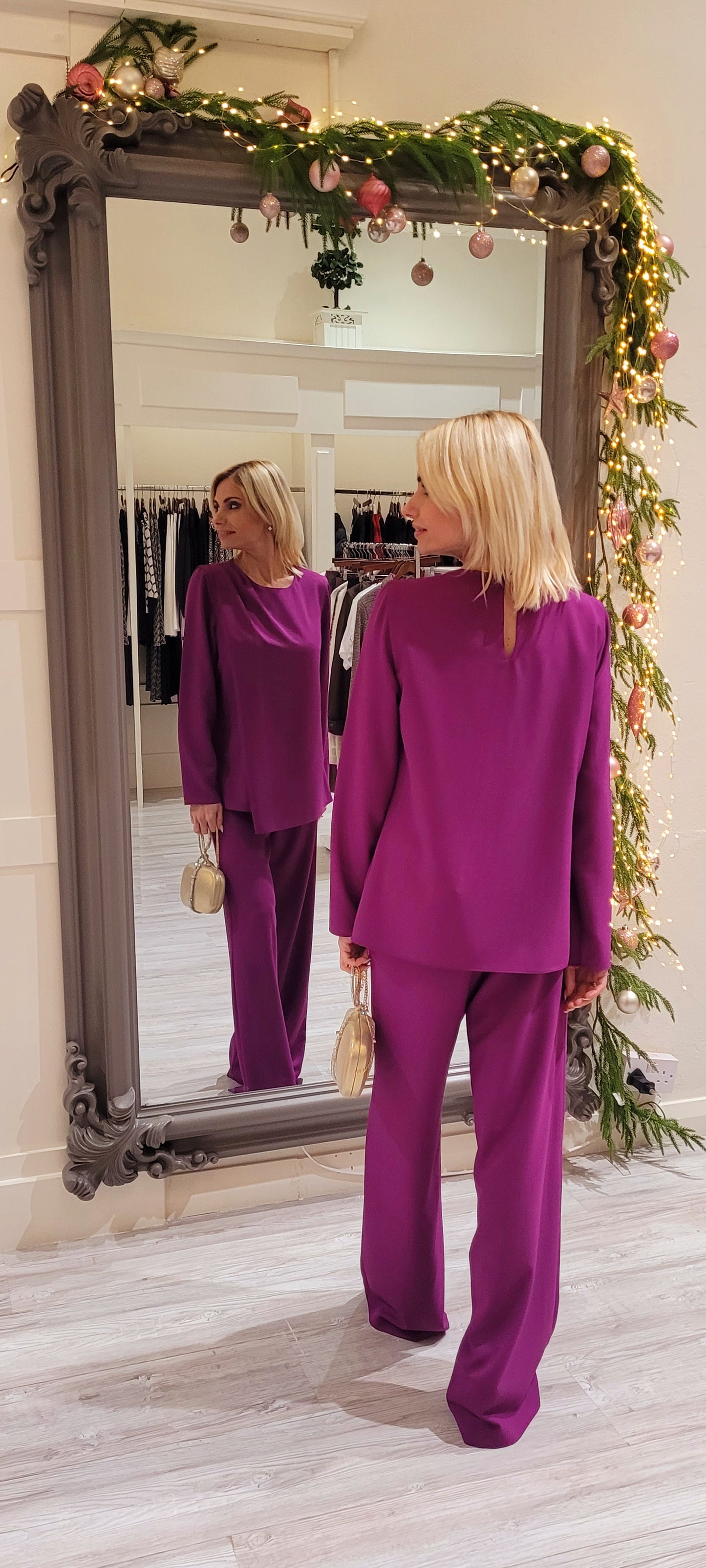 Plum Two Piece Trousers Suit