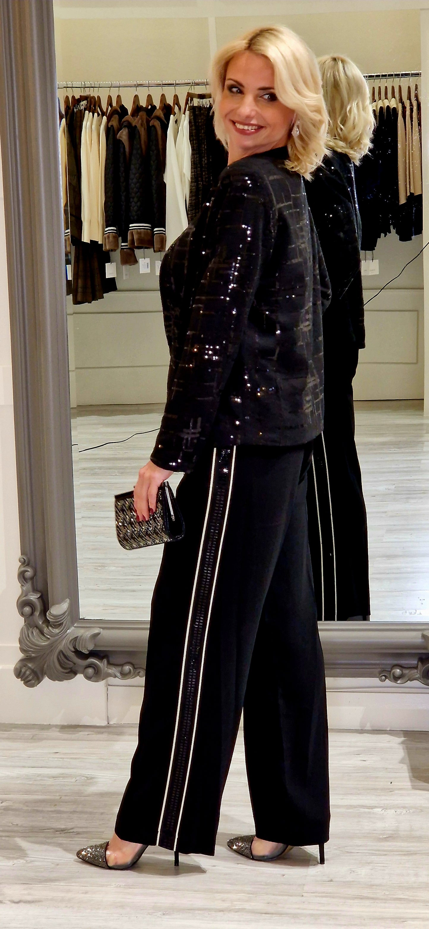 Black Sequin Pattern Jacket