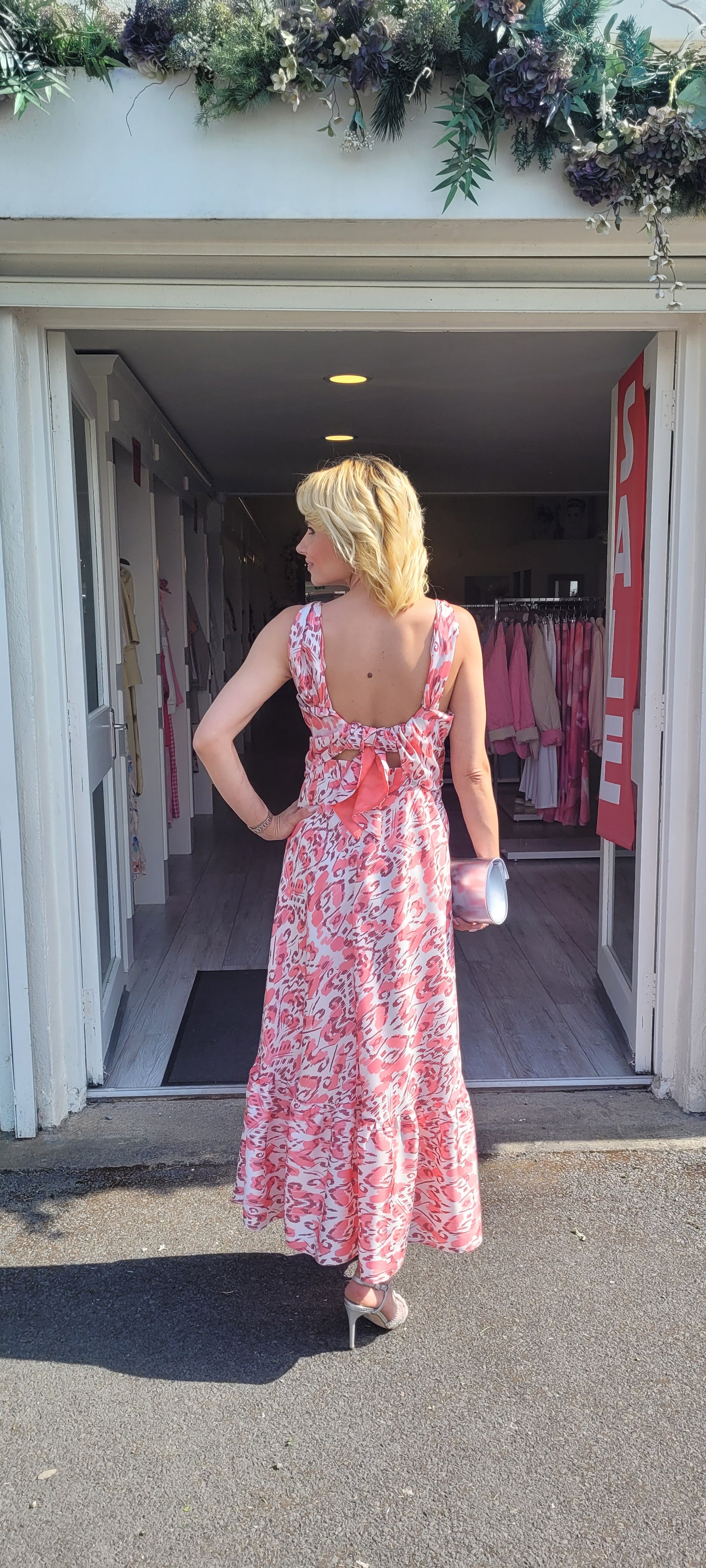 Pink And Cream Midi Dress