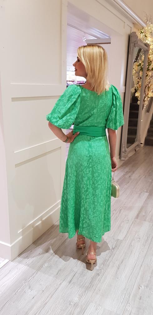 Two Tones Green Midi Dress
