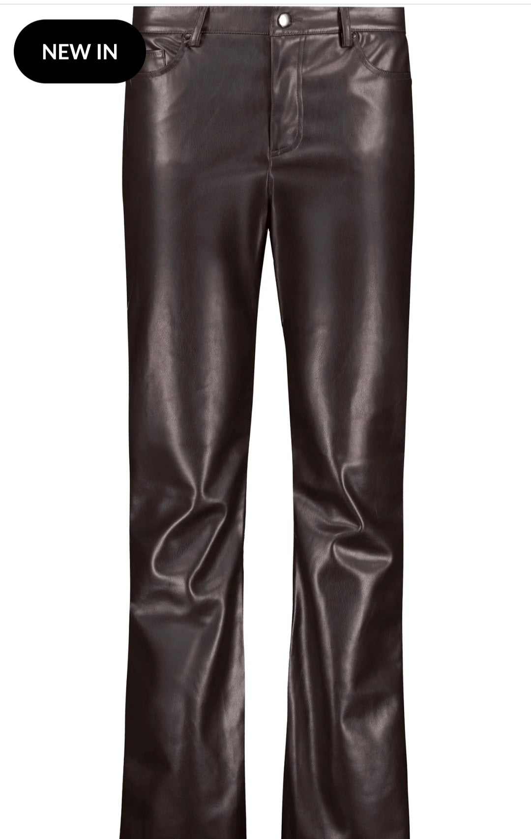 Brown Leather-look bootcut trousers