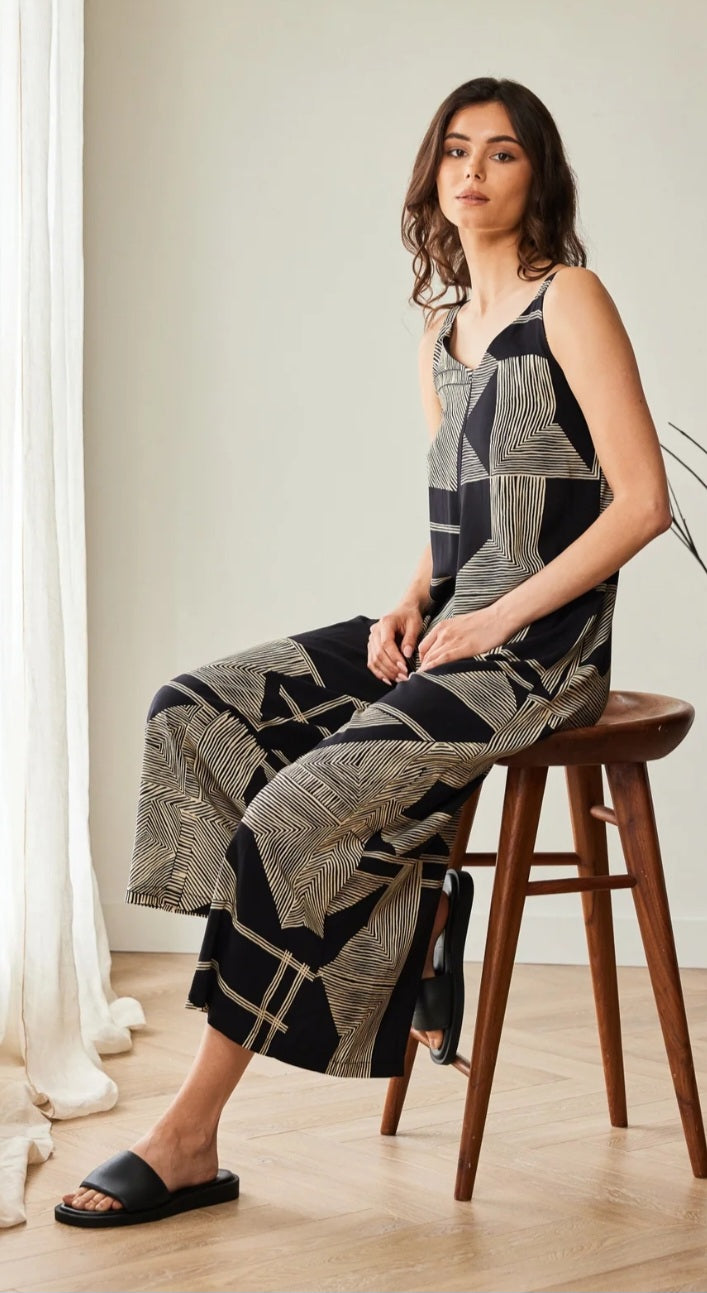 Black And Camel Jumpsuit