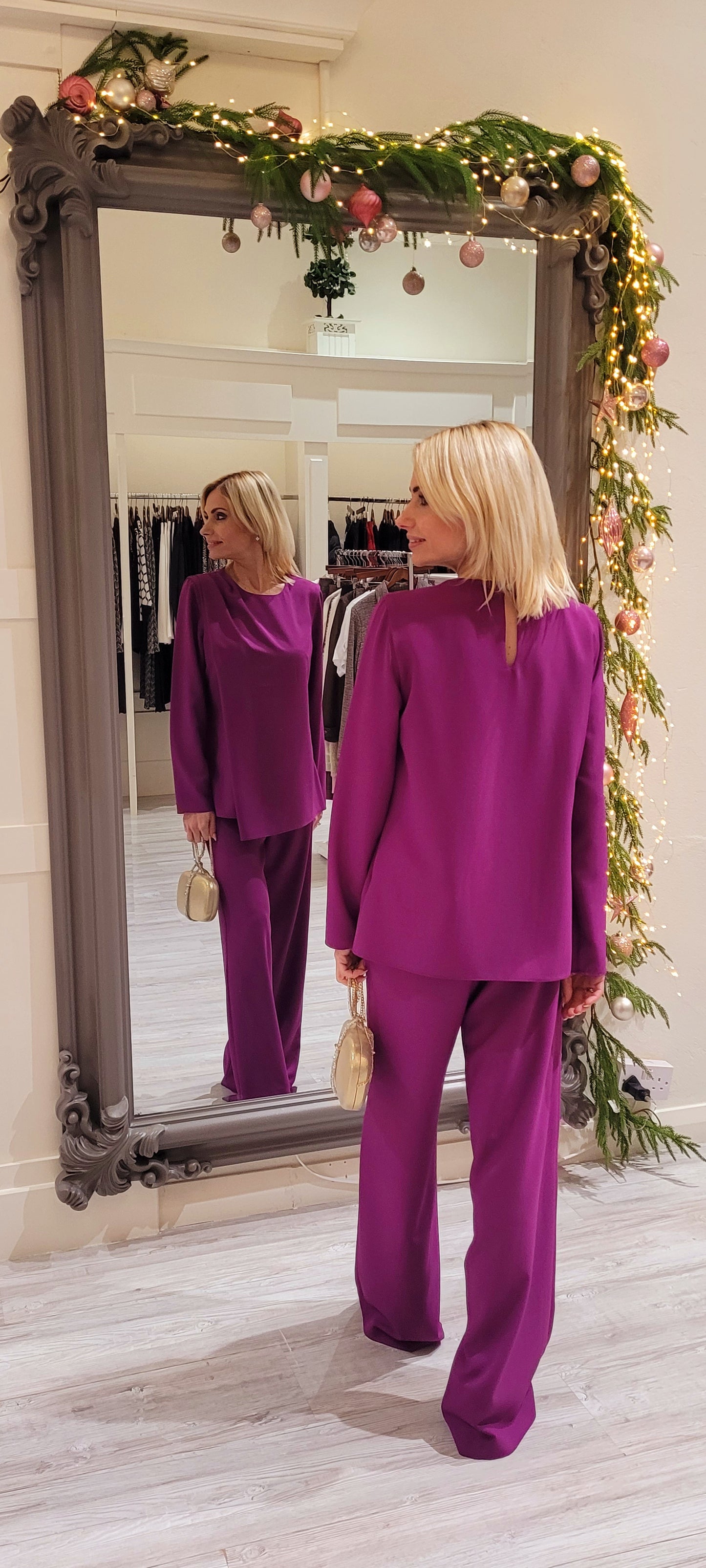 Plum Two Piece Trousers Suit