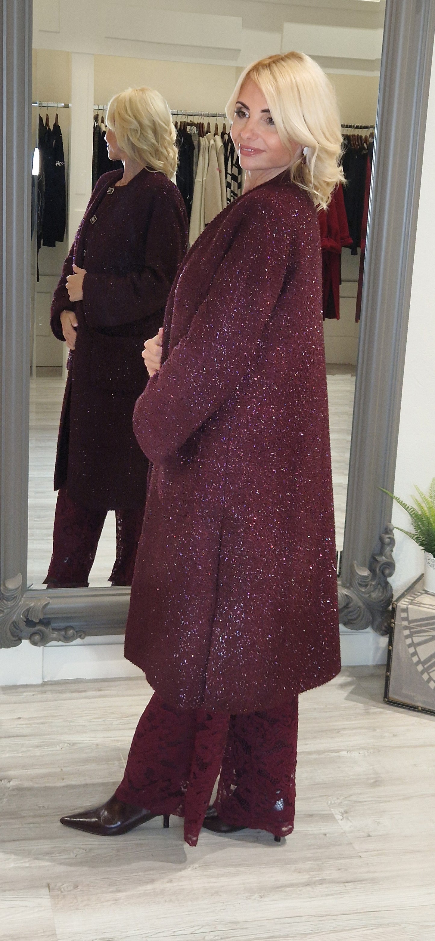 Burgundy Lace Trousers