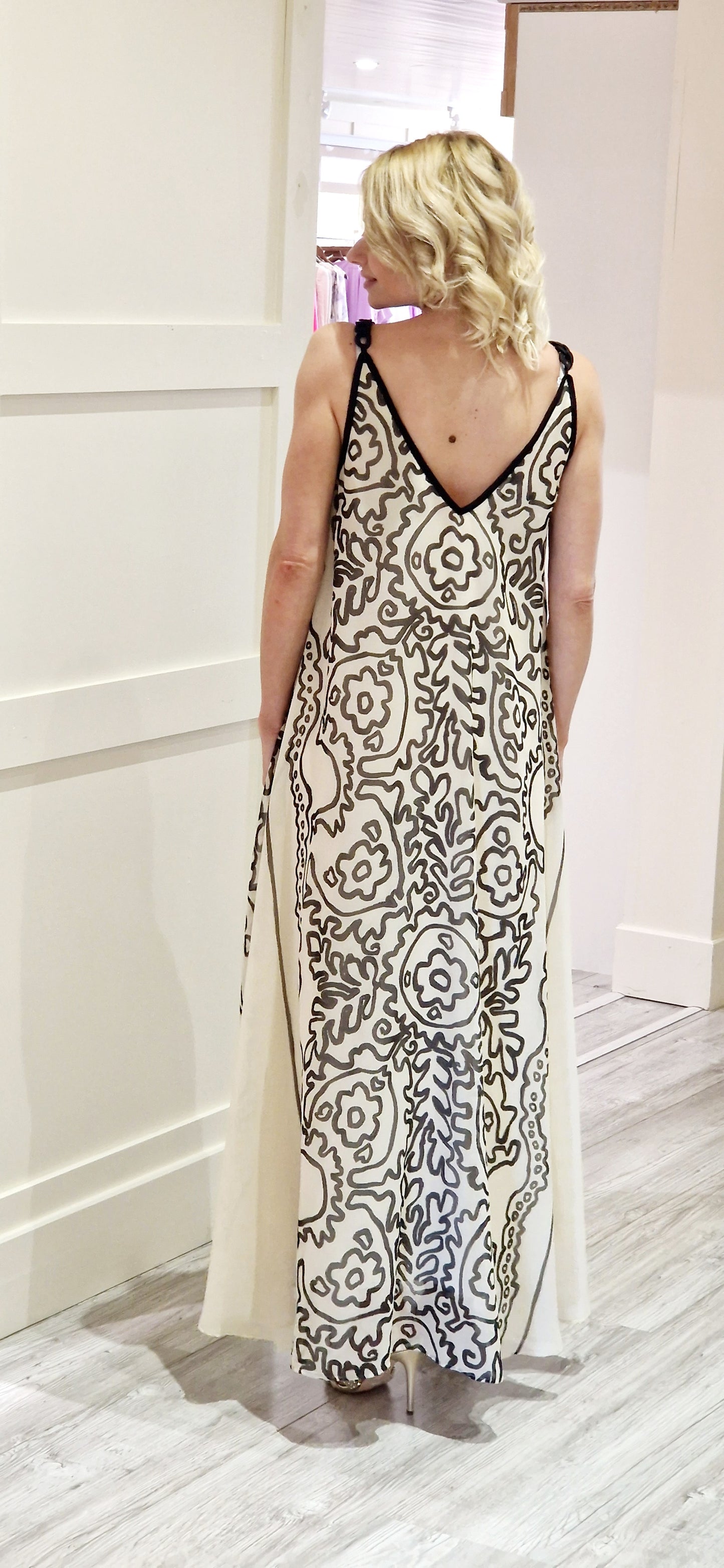 Cream & Black Dress