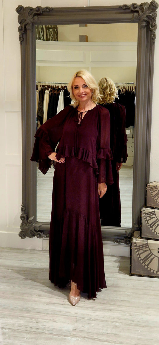 Magnificent Boho Burgundy Maxi Dress