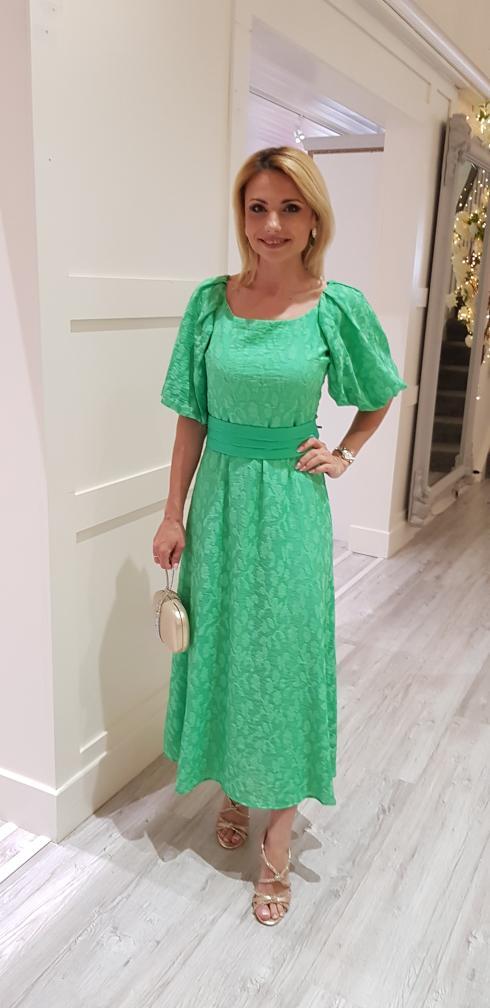 Two Tones Green Midi Dress