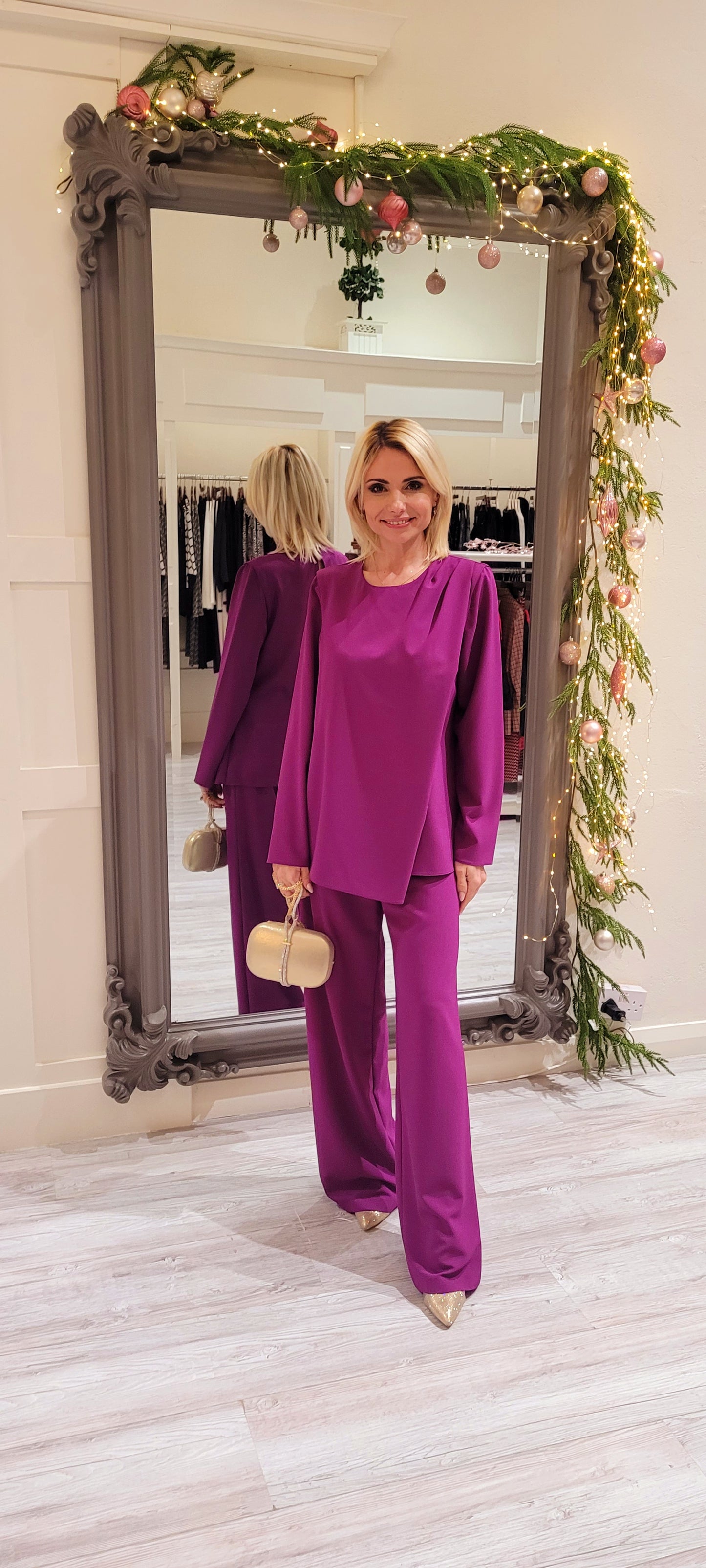 Plum Two Piece Trousers Suit