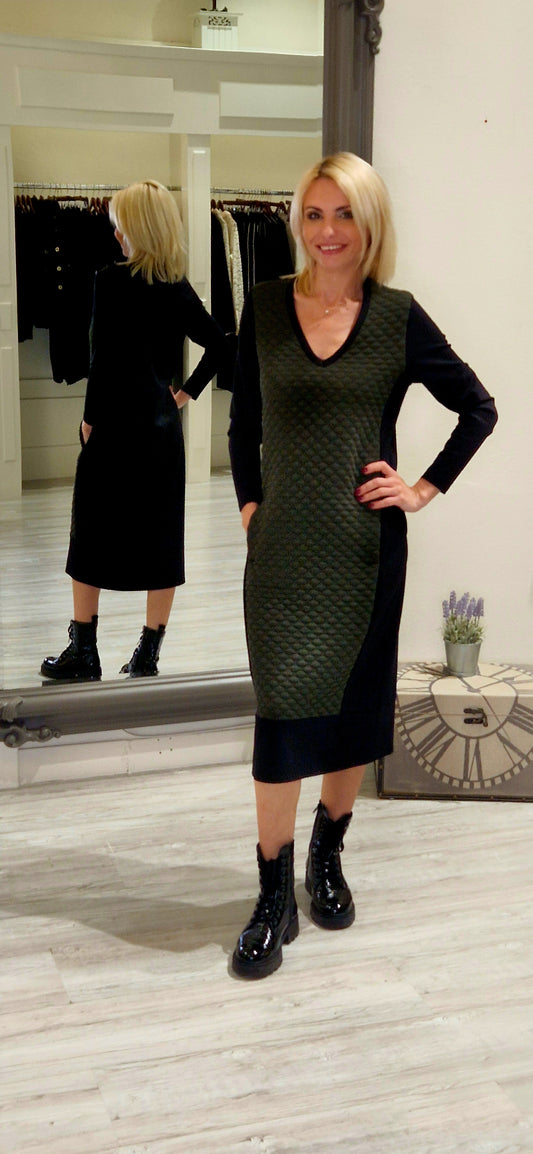 Black & Green Textured Dress