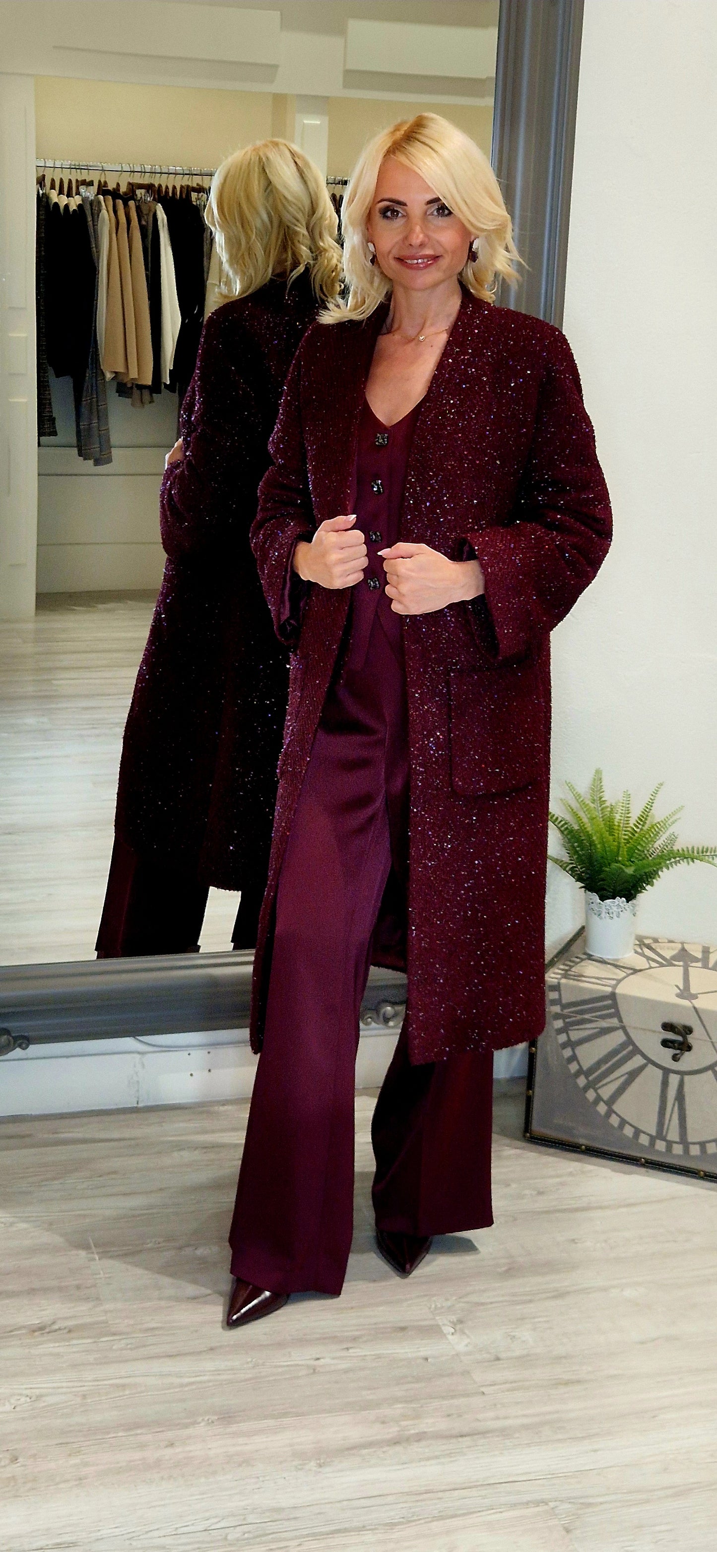 Burgundy Satin Look Waistcoat