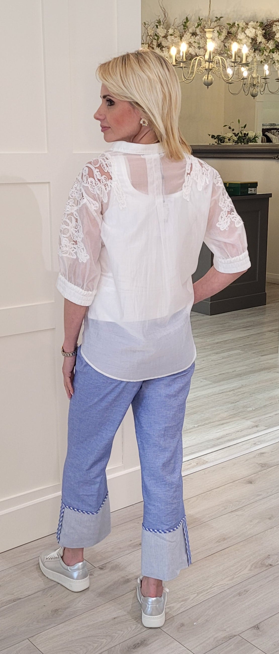 Blue Turn Up Trousers
