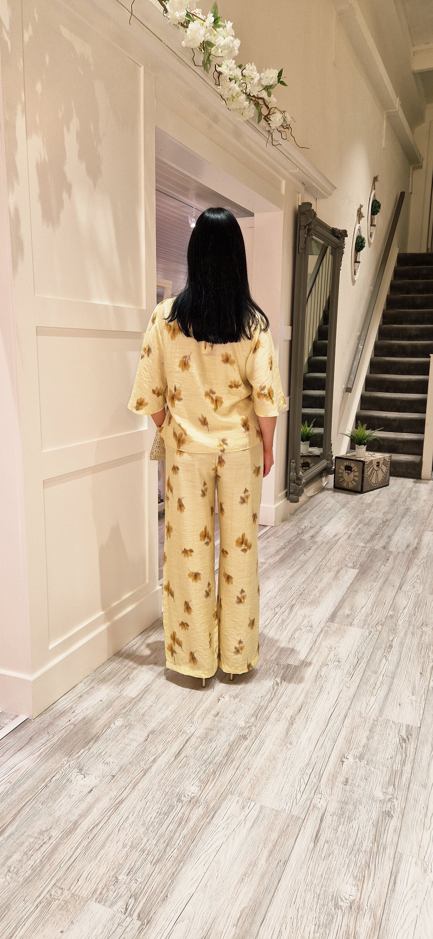 Myla Flower Drape SS Blouse  Pale Yellow