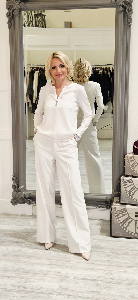 Crepe Blouse With Rhinestones
