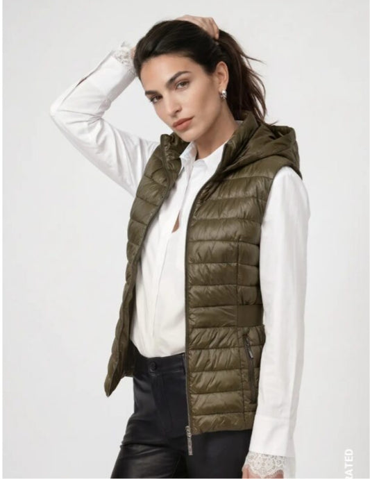 Olive Green Quilted Waistcoat