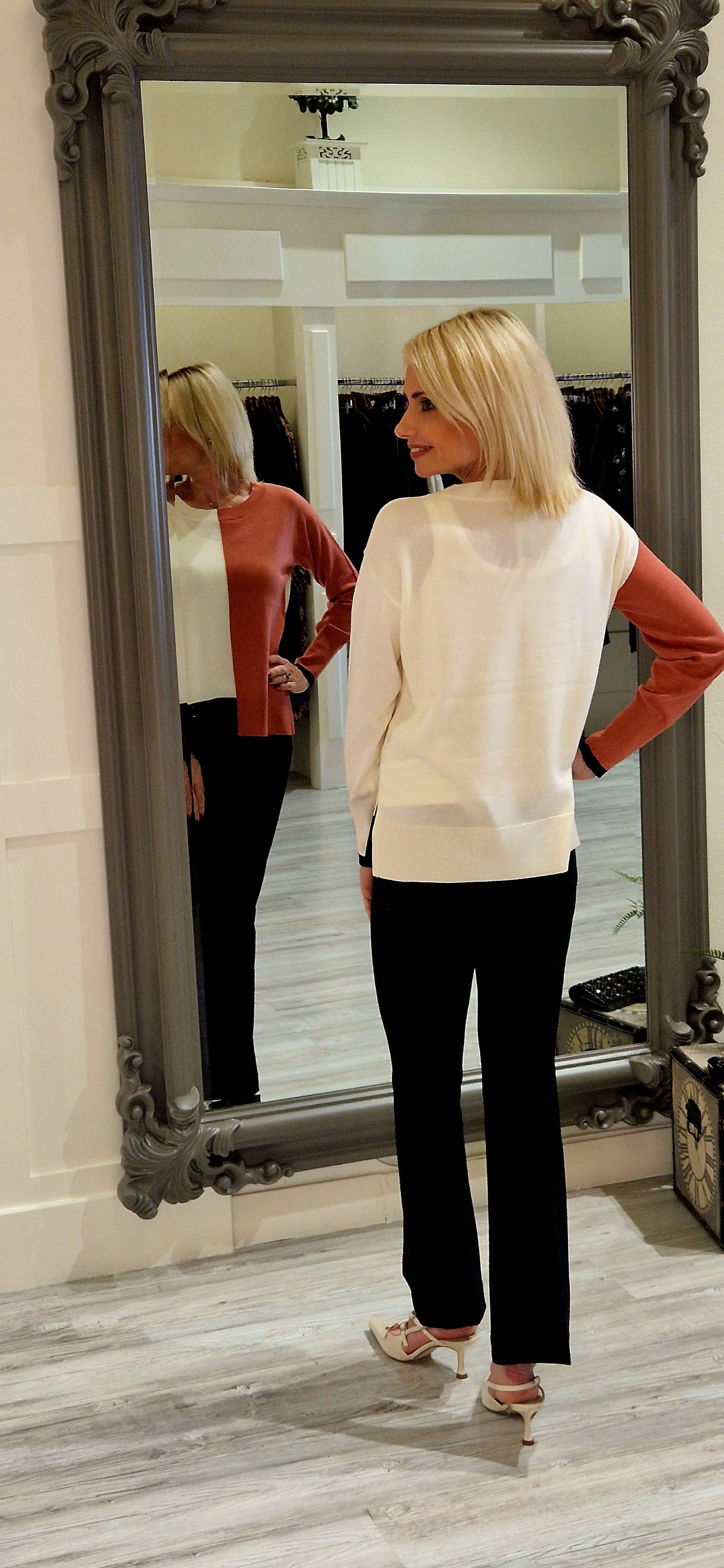 Two-tone Block Sweater With Contrast