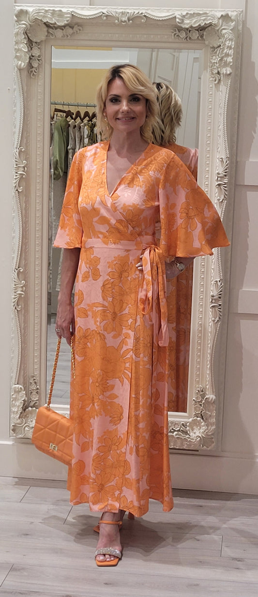 Orange and Pink Wrap Dress