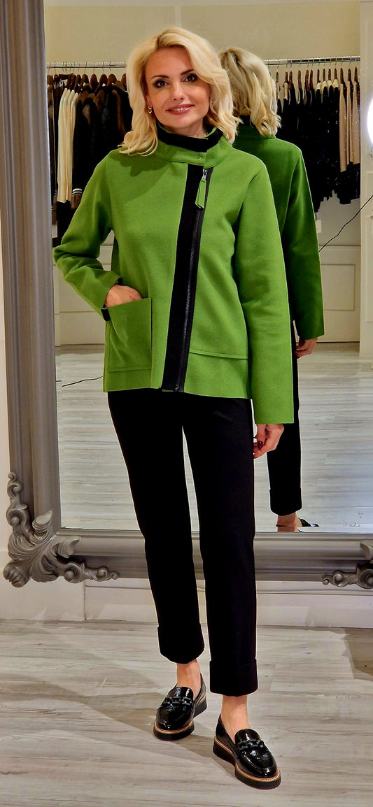 Green And Black Side Zip Jacket