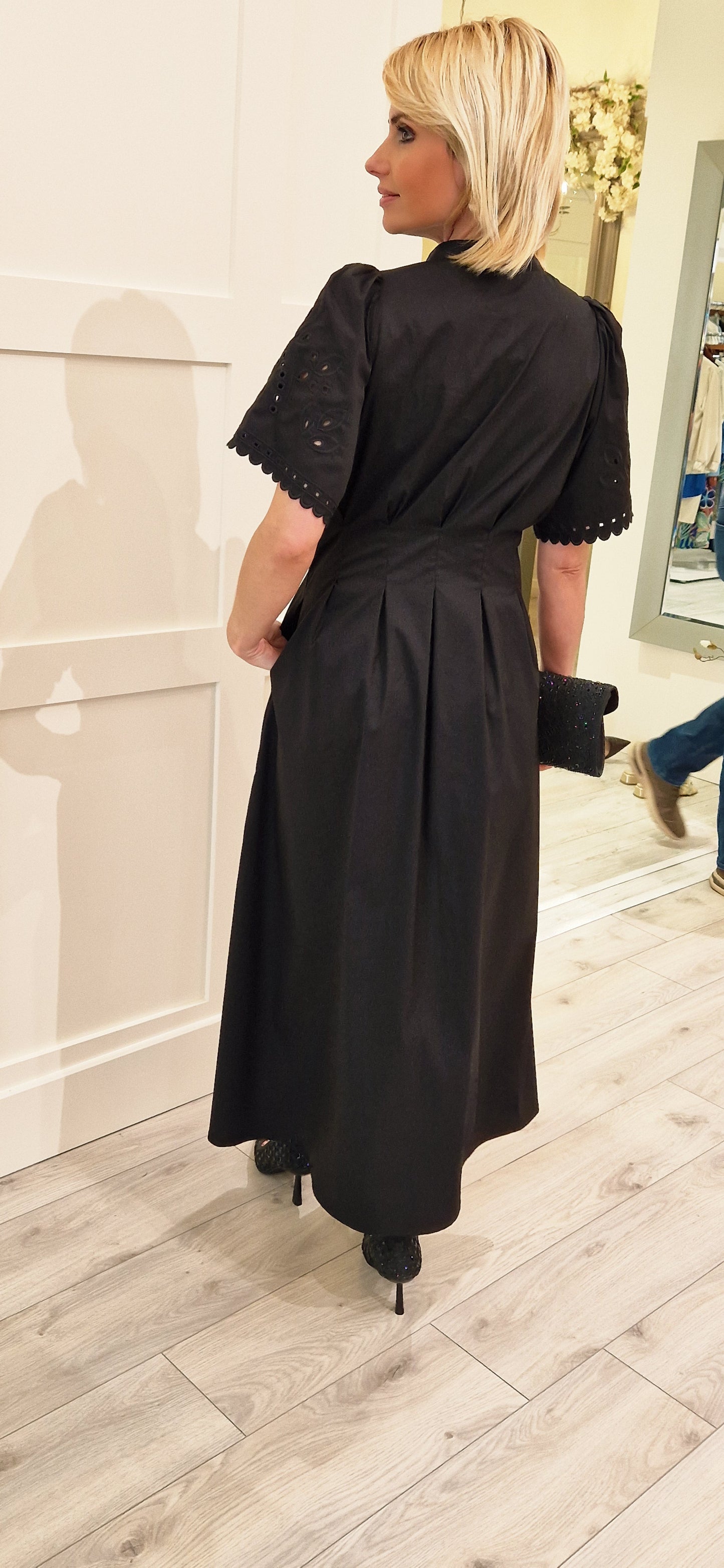 Poppy CC Emb Pleat Dress Black