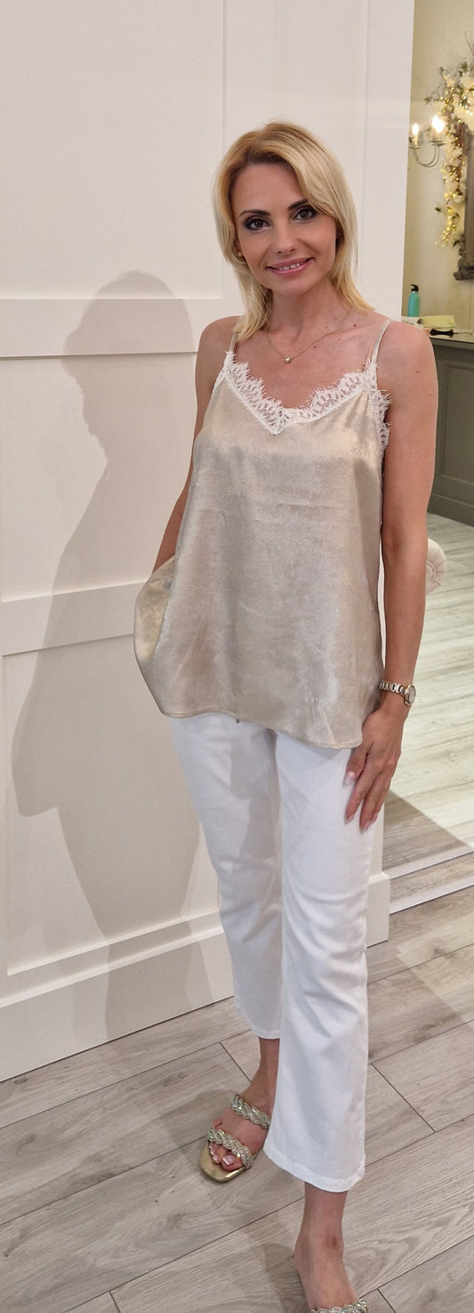 Gold Shimmer Lace Cami Top