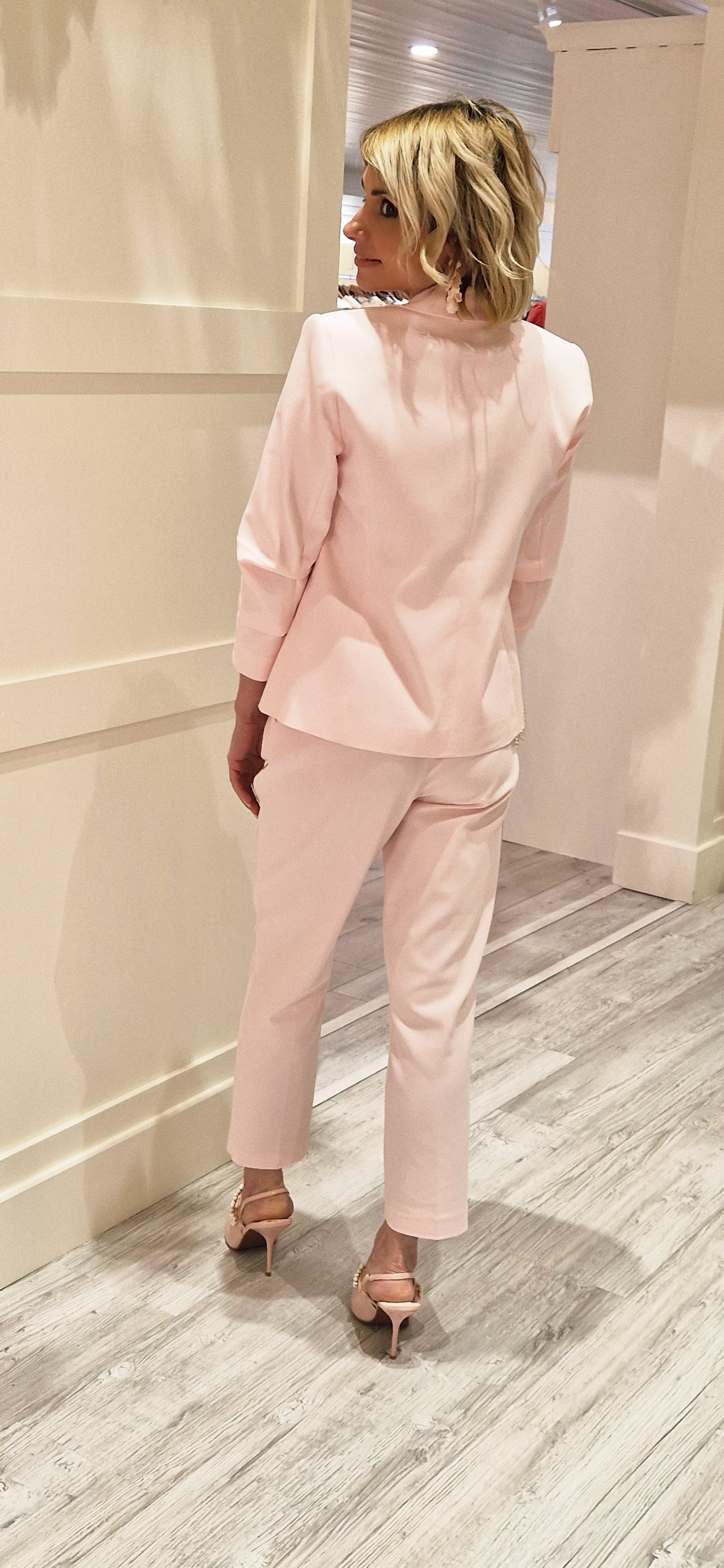 French Rose Blazer With ¾ Sleeves