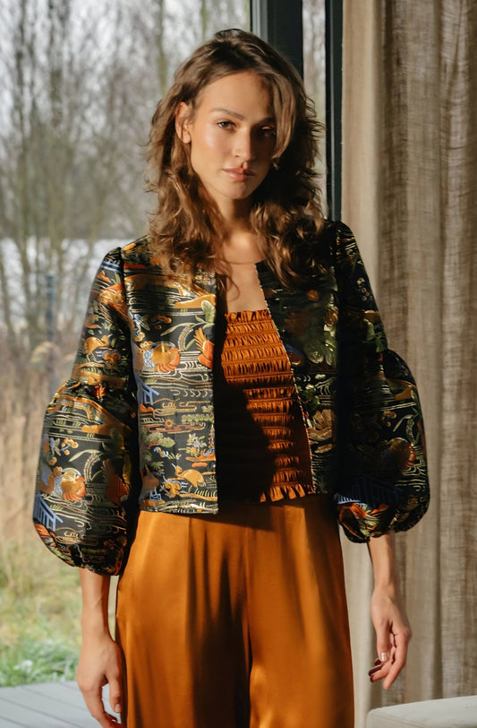 Claude Black Multicolour Cropped Jacket