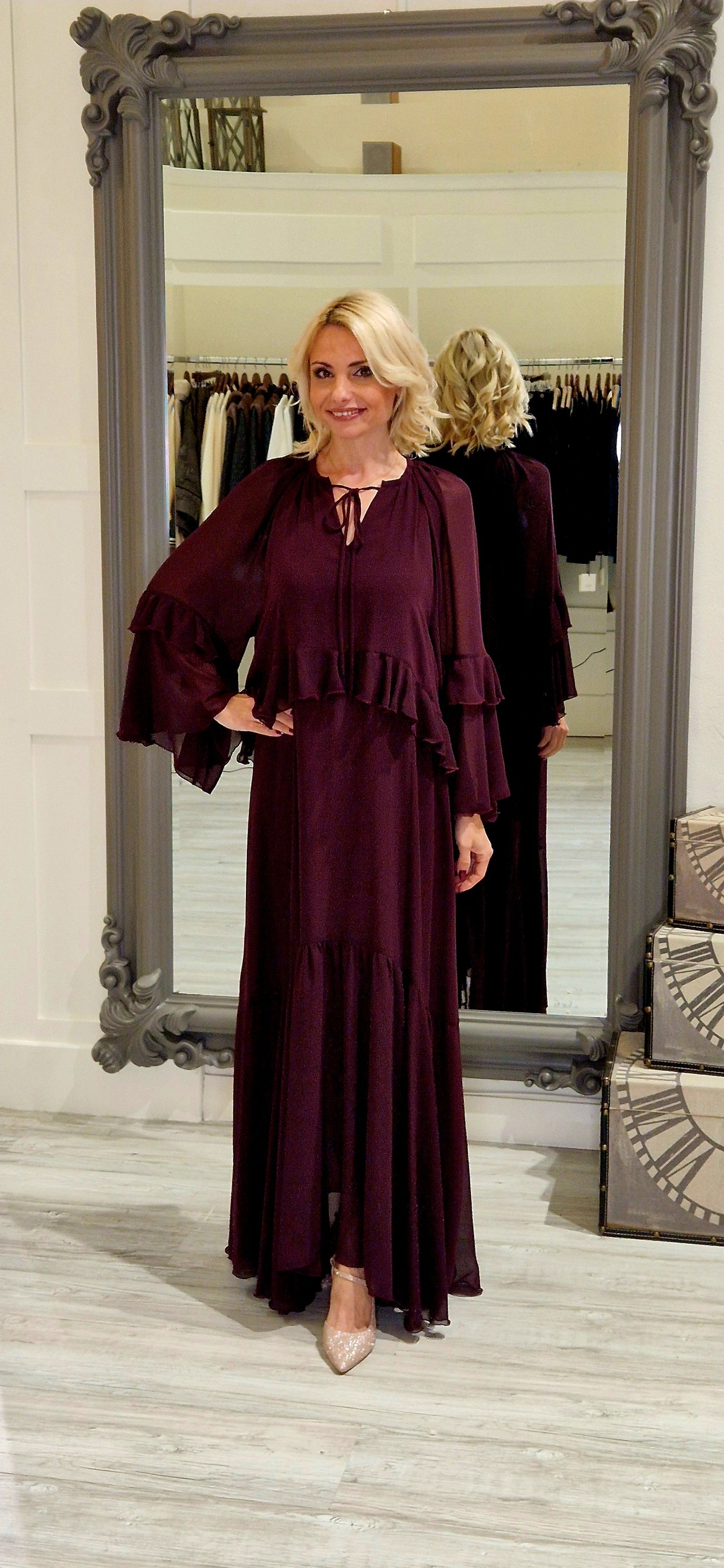 Magnificent Boho Burgundy Maxi Dress