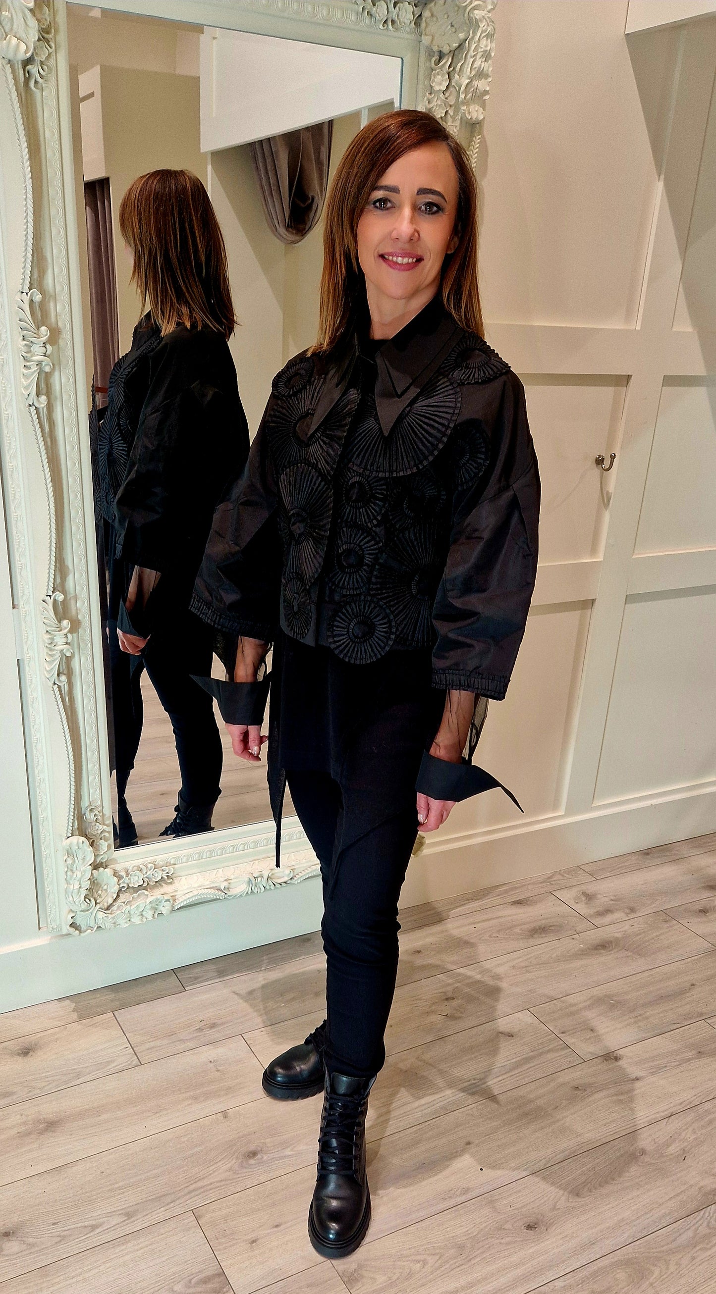 Black Taffeta Crop Jacket