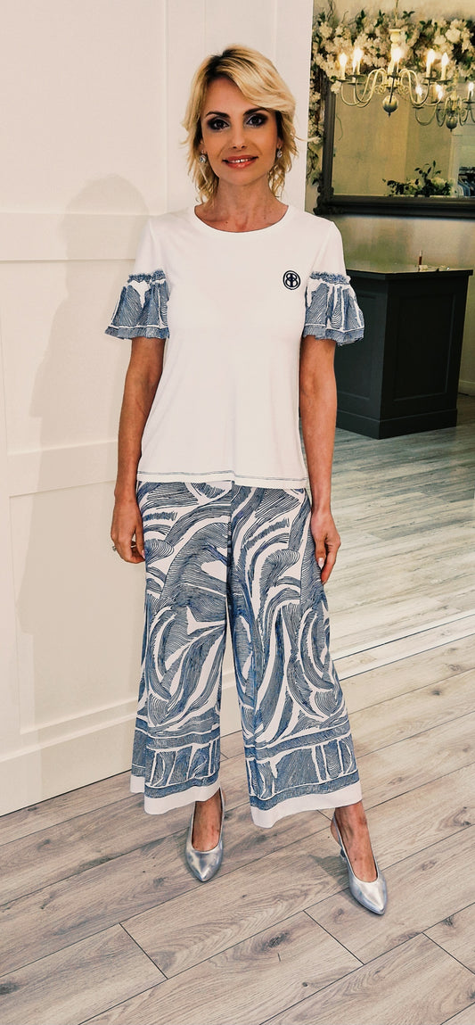 Navy & White Trousers
