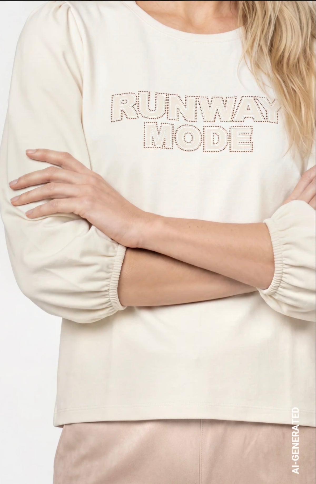 Cream Crystal Runway Top