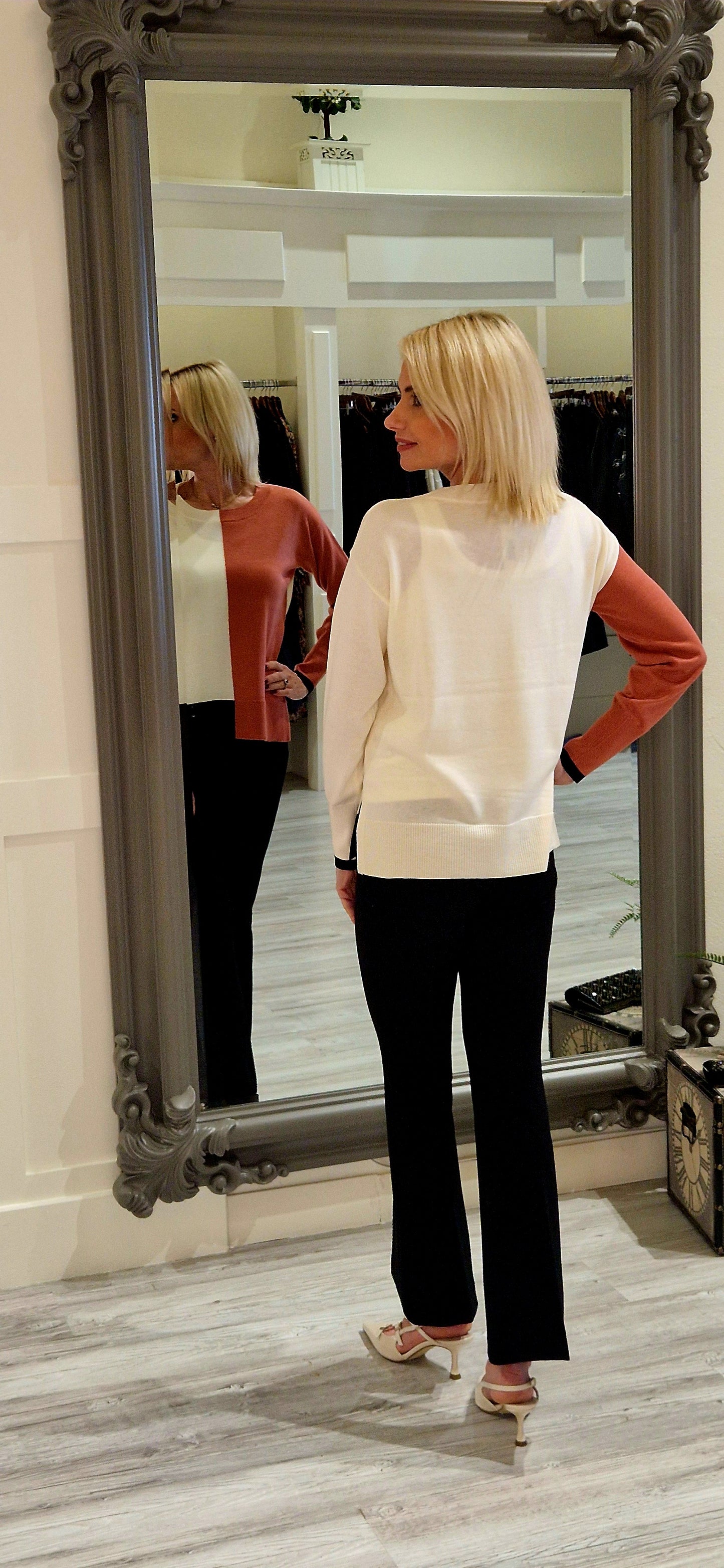 Two-tone Block Sweater With Contrast
