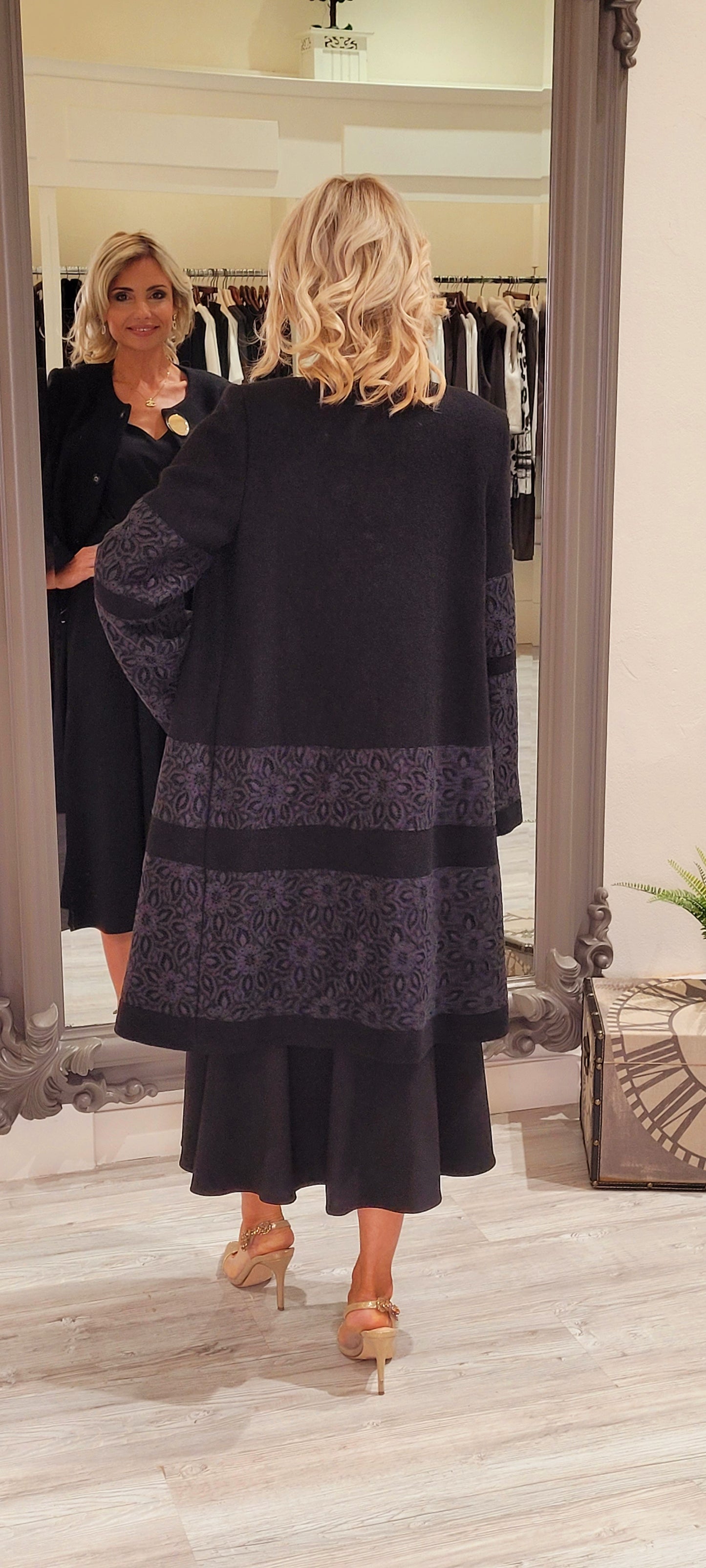 Black Coat With Lace Detail