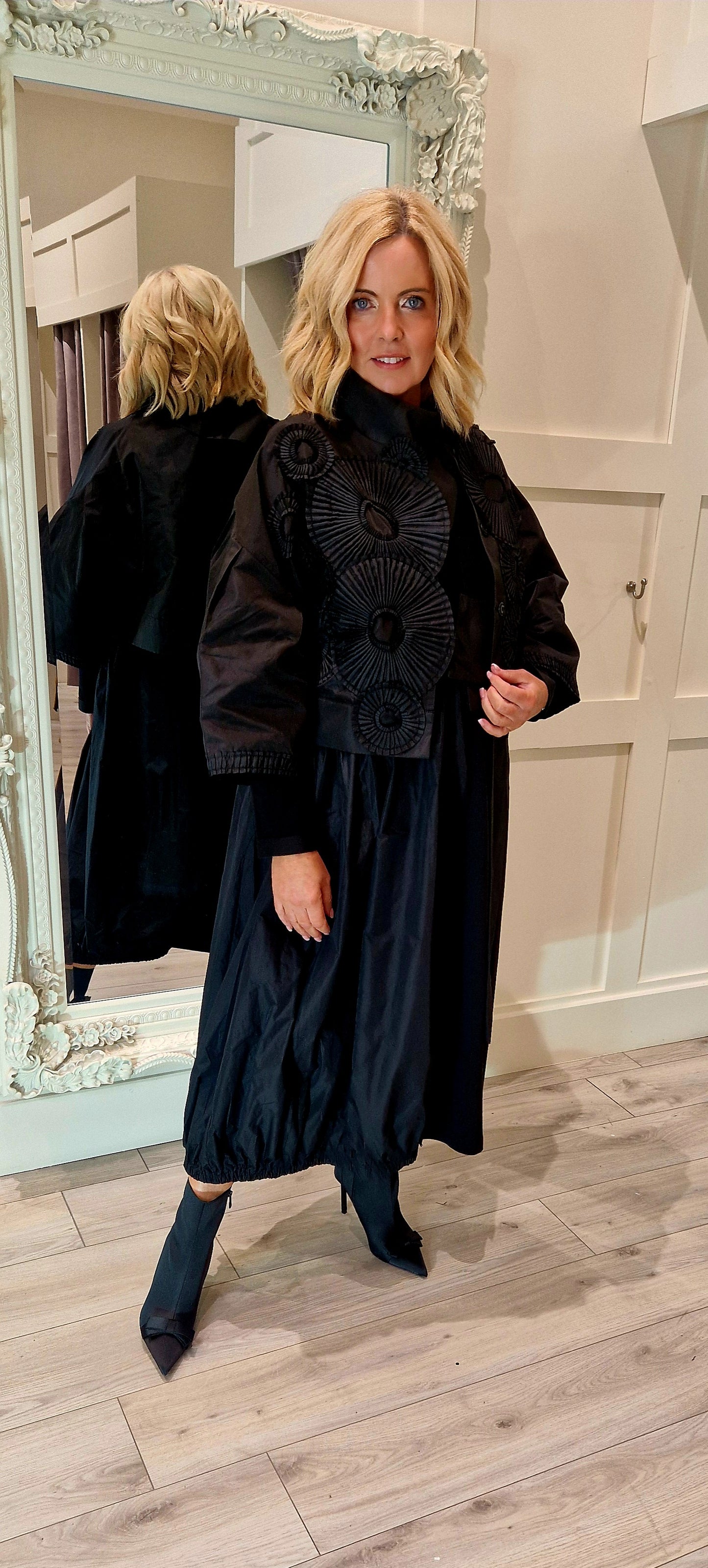 Black Taffeta Crop Jacket